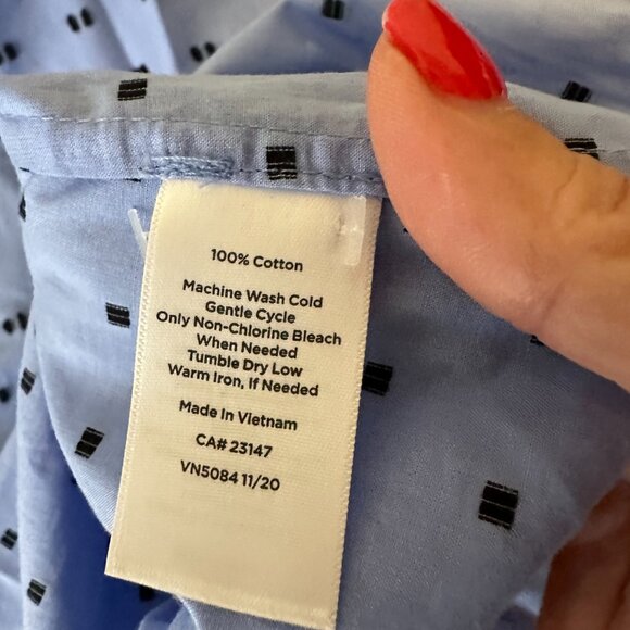 Talbots Swiss dot Embroidered peasant top blue navy 3/4 sleeve blue size XL‎ - Picture 5 of 6